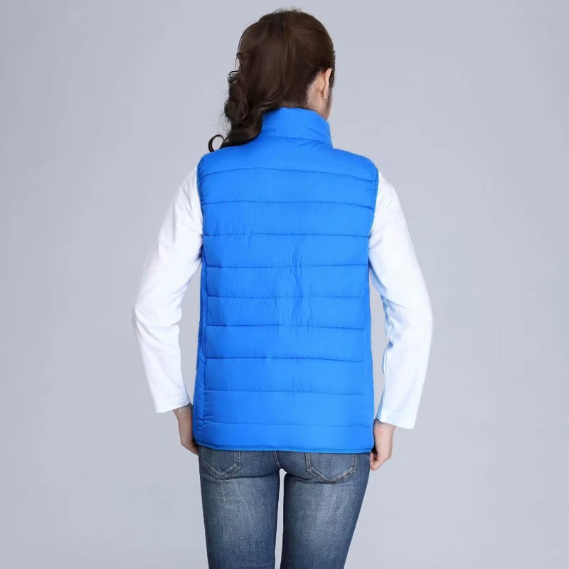 Nhóm tùy chỉnh xuống bông vest vest vai tùy chỉnh quần áo công việc đứng cổ áo dây kéo dày vest vest in logo áo khoác mùa đông nam