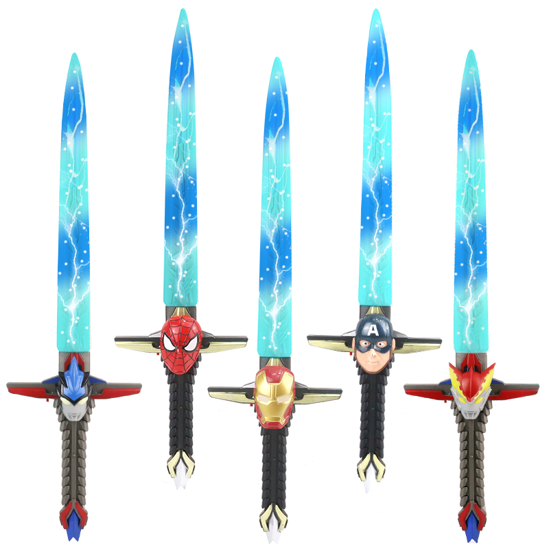 Superman Children's Sword Transformers Iron Warrior Bumblebee Captain America Stick Armor Warrior Glowing Toy