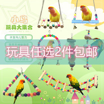 Bird supplies tiger skin toys Xuanfeng parrot entertainment swing peony training climbing ladder puzzle bird cage decoration