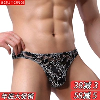 Ren nam Hollow Thong mờ mờ Sexy Sexy Vui vẻ Net Net Cám dỗ Dew Hip chặt T Word quan xi