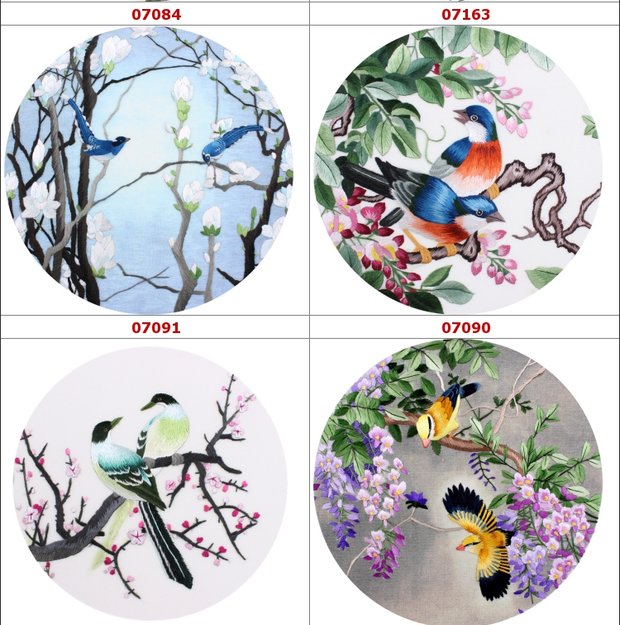 Tô Châu thêu DIY người mới bắt đầu giới thiệu kit khâu quét hoa tròn và chim thêu tay trang trí thêu cơ sở không khăn thêu