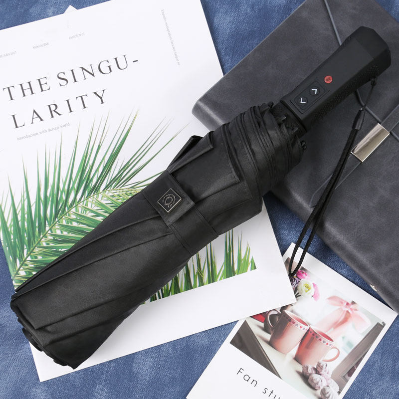 MRS smart electric umbrella men's sense of premium fully automatic rain and shine folding umbrella sunscreen reinforced against storms