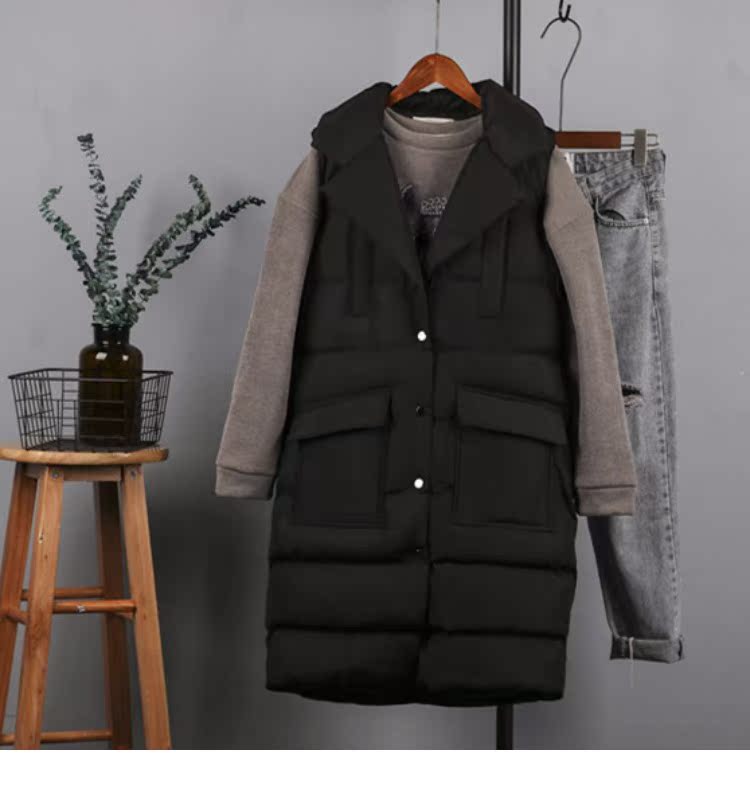Áo khoác vest nữ châu Âu xuống mùa đông dài phần phiên bản Hàn Quốc 2018 mới sóng mùa thu và mùa đông đen áo vest thời trang áo kiểu nữ hàn quốc cao cấp