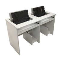 School Room Troop Training Double Flipped Computer Desk Embedded Computer Desk Hide Display Computer Desk