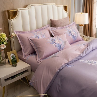 罗霓欧棉床单床笠式四件套全棉纯棉