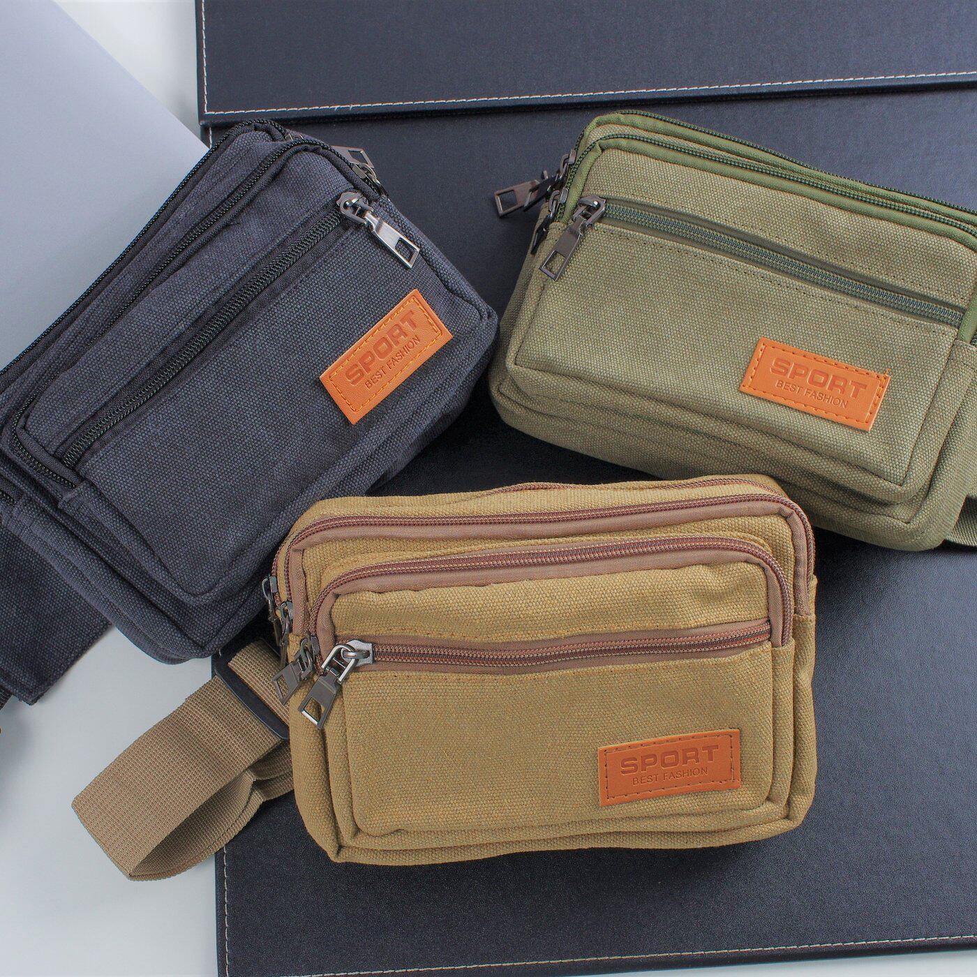 New abrasion-proof canvas pockets large capacity multifunctional bag obliquely cross the outdoor selling food business to collect money mini cashier bag