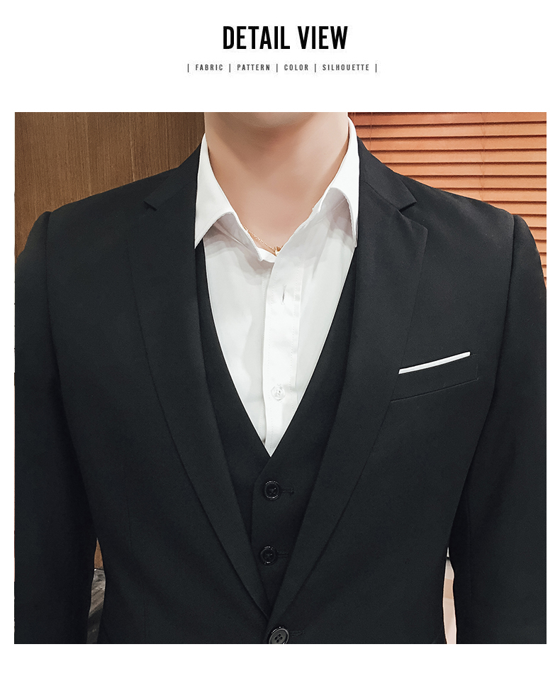 Bộ đồ vest nam phù hợp với bộ đồ ba mảnh Slim Hàn Quốc kinh doanh chuyên nghiệp trang phục phù rể nhóm chú rể vest nam đẹp