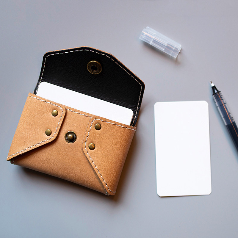 Handmade Head Layer Cow Leather Name Piece Box Card Bag Large Capacity Multifunction Document Card Package Brief About Small And Small Pocket