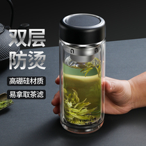 Glass Cup mens insulation anti-fall transparent water glass upscale home double layer thickened thermal insulation tea cup customization