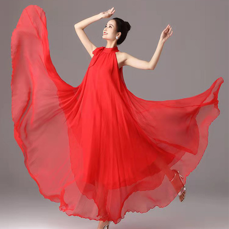 Strappy Dress with an Elegant and Flowy Design, Oversized Beach Dress, Extra-Long Desert Dress for Seaside Vacations, Super Fairy-Like and Plus-Size