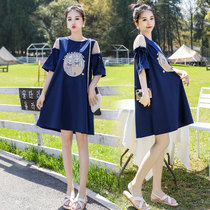 Pregnant Woman Summer Clothing Dress Dress Summer Suit Summer Fairy Skirt Summer Thin-style Pregnant Woman Skirt in a Long Shoulder Skirt