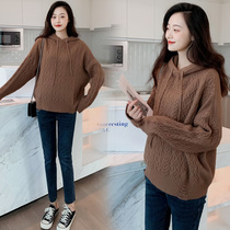 Pregnant women winter sweater fashion autumn and winter knitwear winter top base shirt long wear suit Net Red