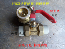 Total copper double live PPR ball valve copper ball copper rod PPR water pipe fittings ball valve 4 points 20