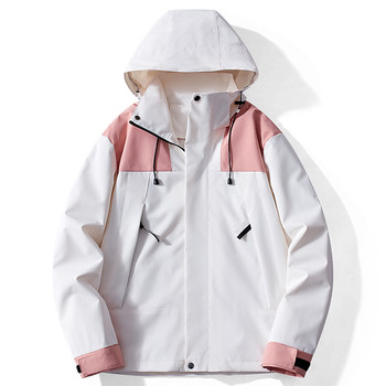 2024 New Color-Blocked Waterproof Outdoor Spring and Autumn Jacket for Men and Women, Couple Style, Trendy Brand, Single-Layer Mountaineering Clothing for Tibet