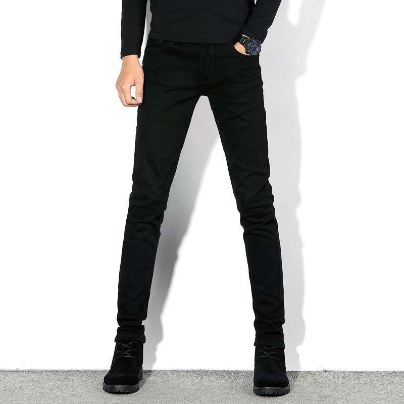 Tide Cards Men Casual Pants Summer Slim Fit Korean version trendy small feet black denim straight cylinder long pants cs