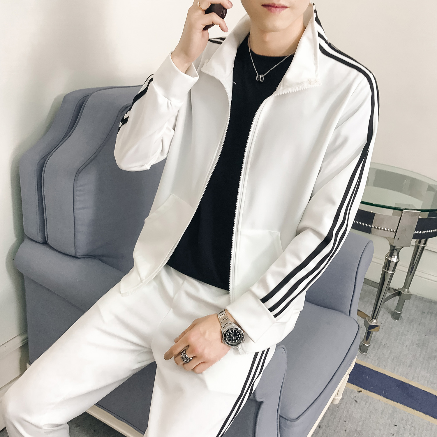 Sports Casual Suit Men's Spring Autumn Season 2022 New Men Suit With Trendy Korean Version Handsome PURE COTTON CASUAL BLOUSE