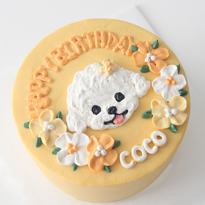COCOBA handmade 4 inch dog edible birthday pet cake ins cat with bichon teddy corgi custom