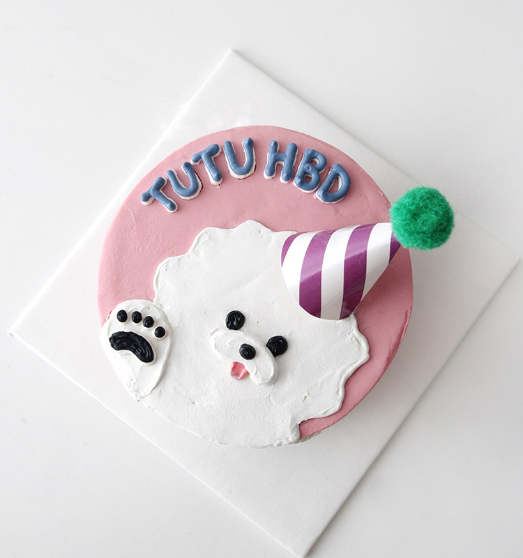COCOBA handmade 4 inch dog birthday pet cake ins cat with Bichon Teddy snacks custom
