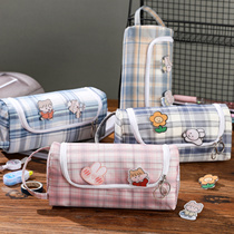 Day Ensemble High Face Value Hand Jk Large Flipped Pen Bag Ins Wind Stationery Bag Students With Large Capacity Net Red Lead Pencil Case