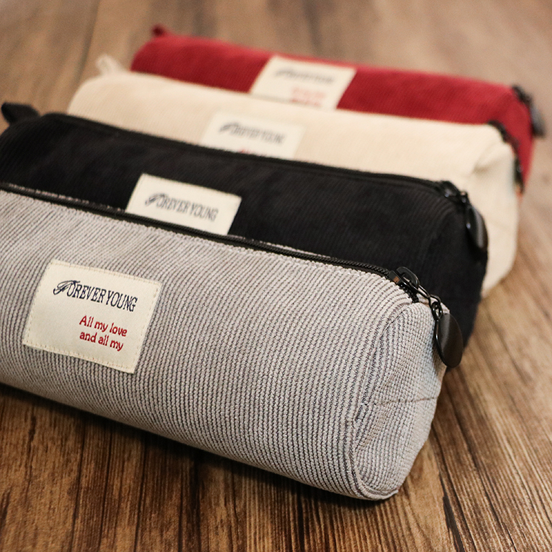 Net red pencil case female ins canvas pencil case female simple small fresh college student stationery bag female junior high school student stationery male