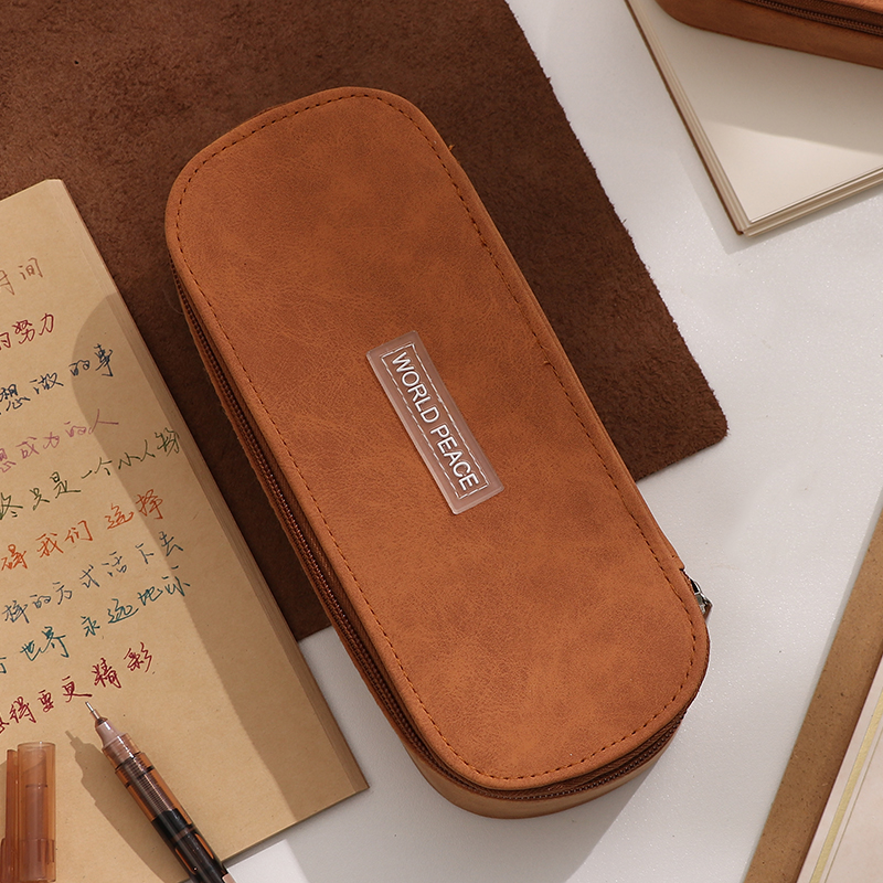 Simple Japanese pencil bag ins large-capacity high-end pencil case niche original high-end pencil case female high school