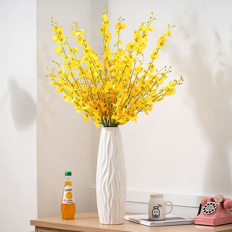 Nordic dining table flower arrangement High-grade long branch rose dancing Orchid simulation bouquet decoration fake flower living room decoration