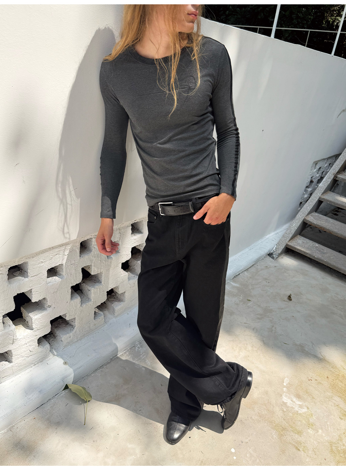JCAESAR Linear Two-Tone Slim Tee