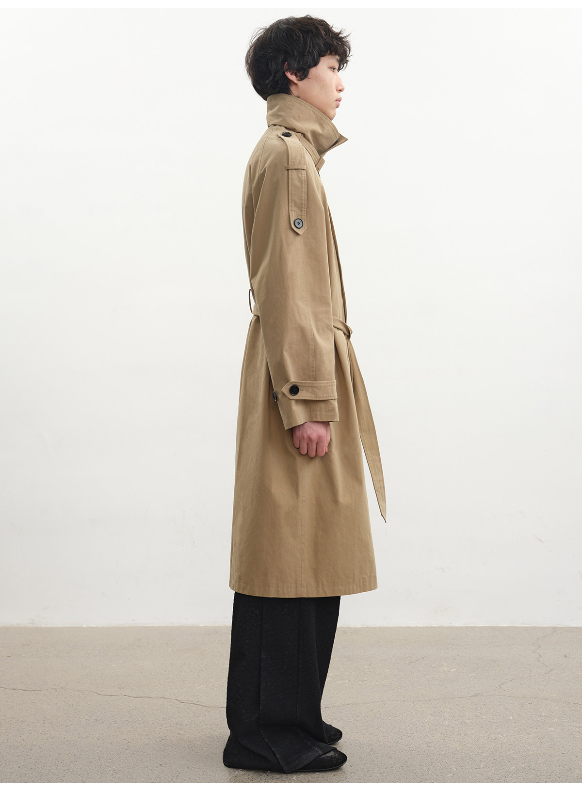 JCAESAR Khaki Belted Trench Coat