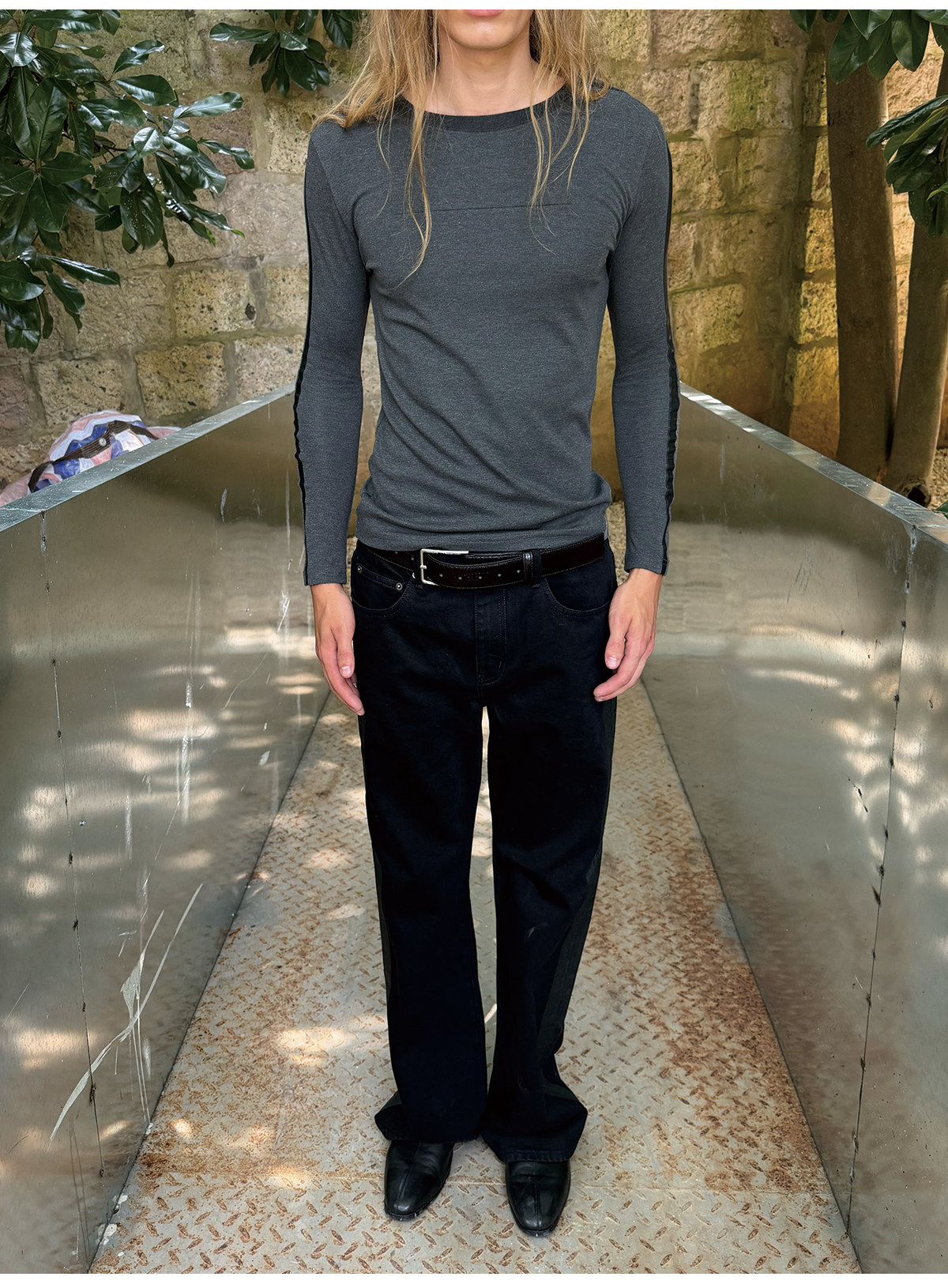 JCAESAR Linear Two-Tone Slim Tee
