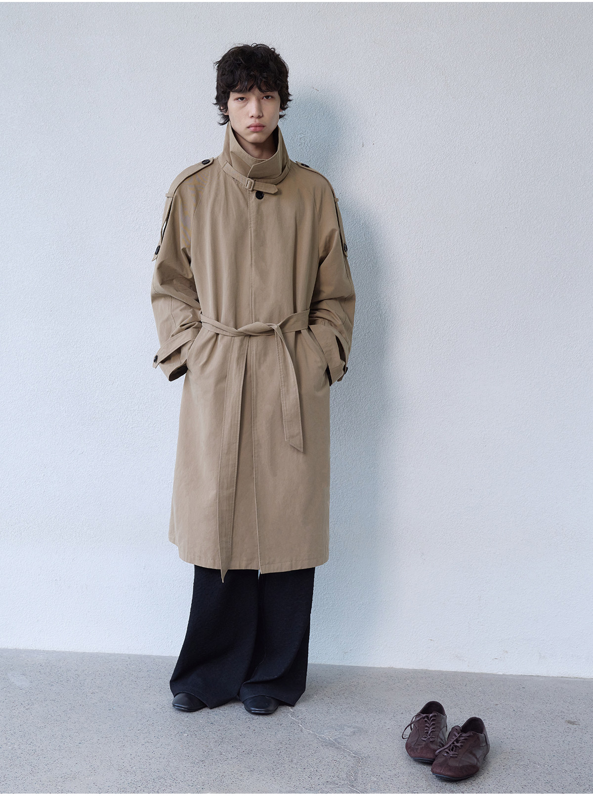 JCAESAR Khaki Belted Trench Coat