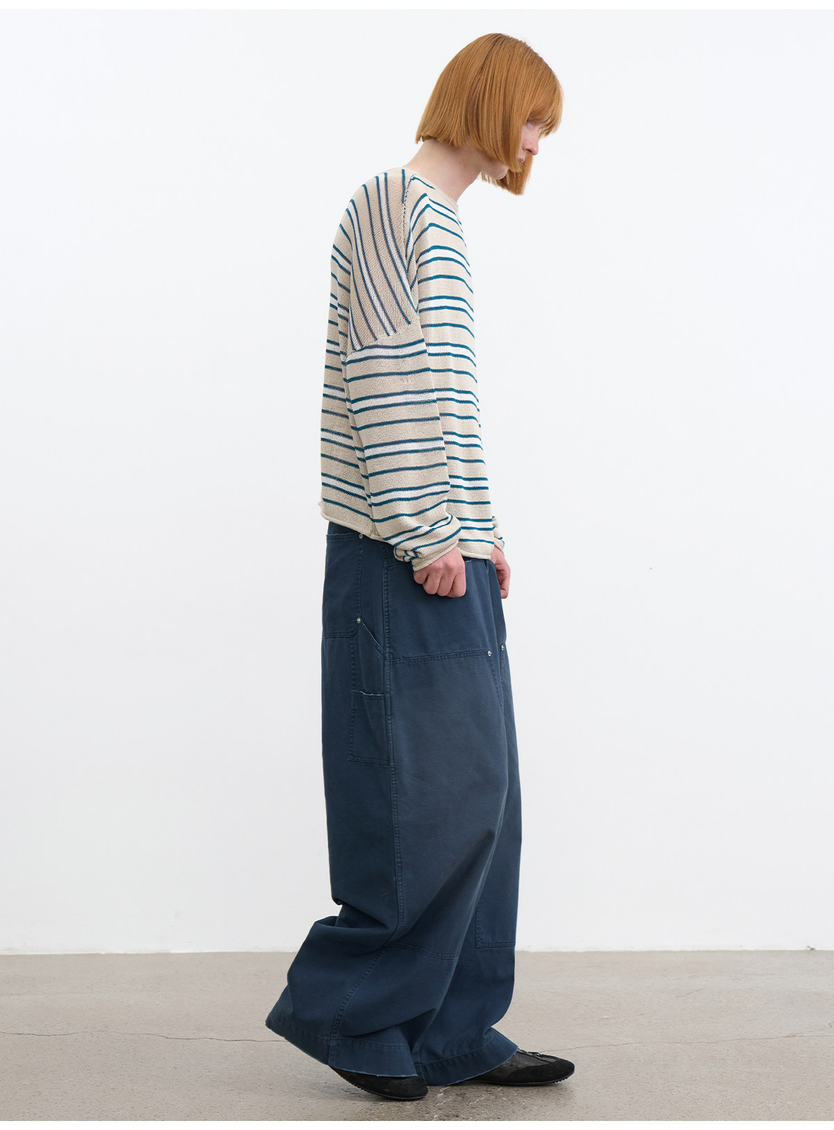 JCAESAR Blue Washed Distressed Logger Pants