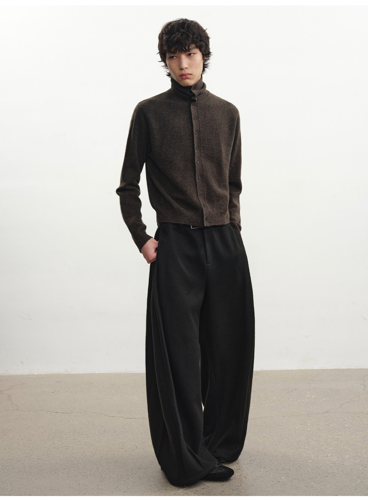 JCAESAR Heathered Wool-Blend Cardigan