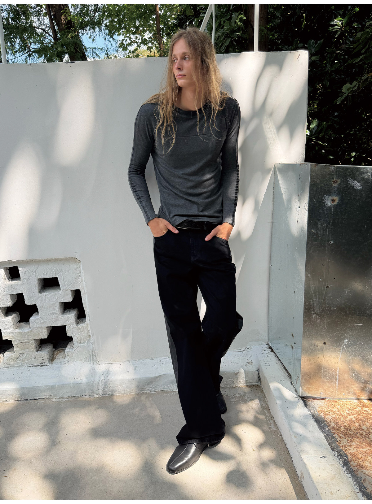 JCAESAR Linear Two-Tone Slim Tee