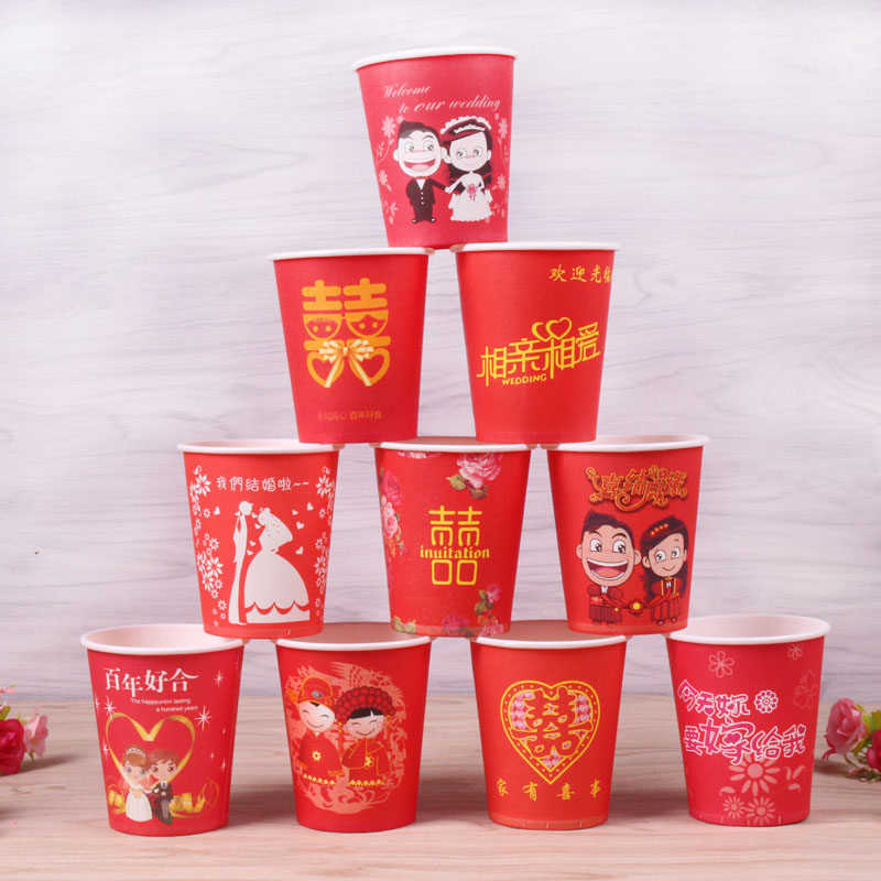500 thickened marriage disposable paper cup wedding celebration with teacup to teacup wedding cup wedding paper cup