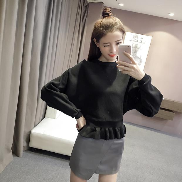 Mùa thu mới của thời trang Hàn Quốc xù áo dơi màu rắn áo len dài tay áo len nữ eo thon áo cardigan nữ hàn quốc