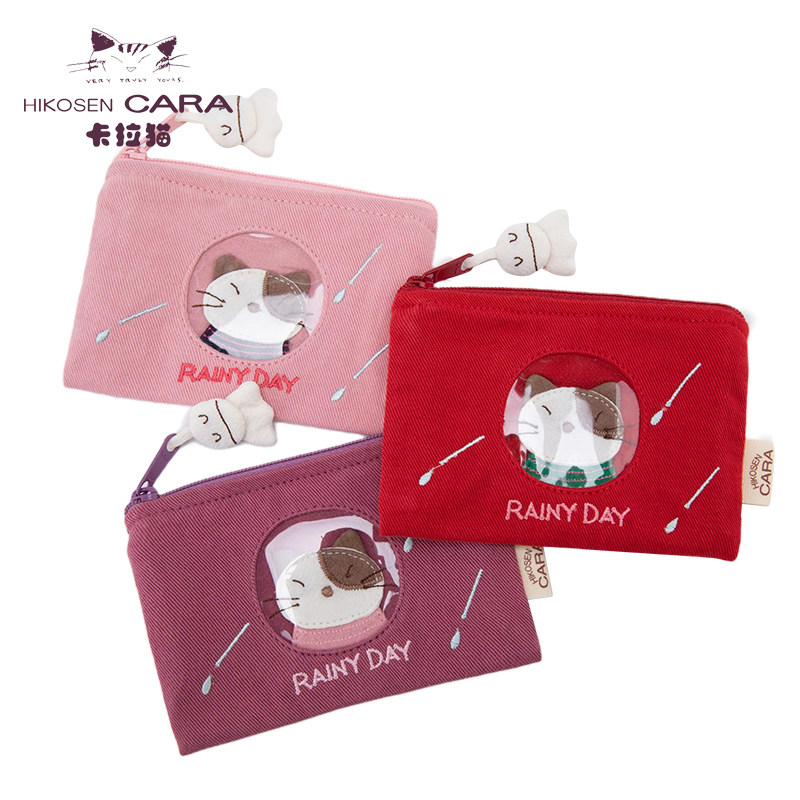 HIKOSEN CARA Kara cat coin purse mini card bag cute female mini short headphone bag coin purse