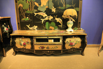Gold foil furniture hand-painted furniture Ming and Qing new Chinese classical furniture living room TV cabinet audio-visual cabinet hand-painted Peony