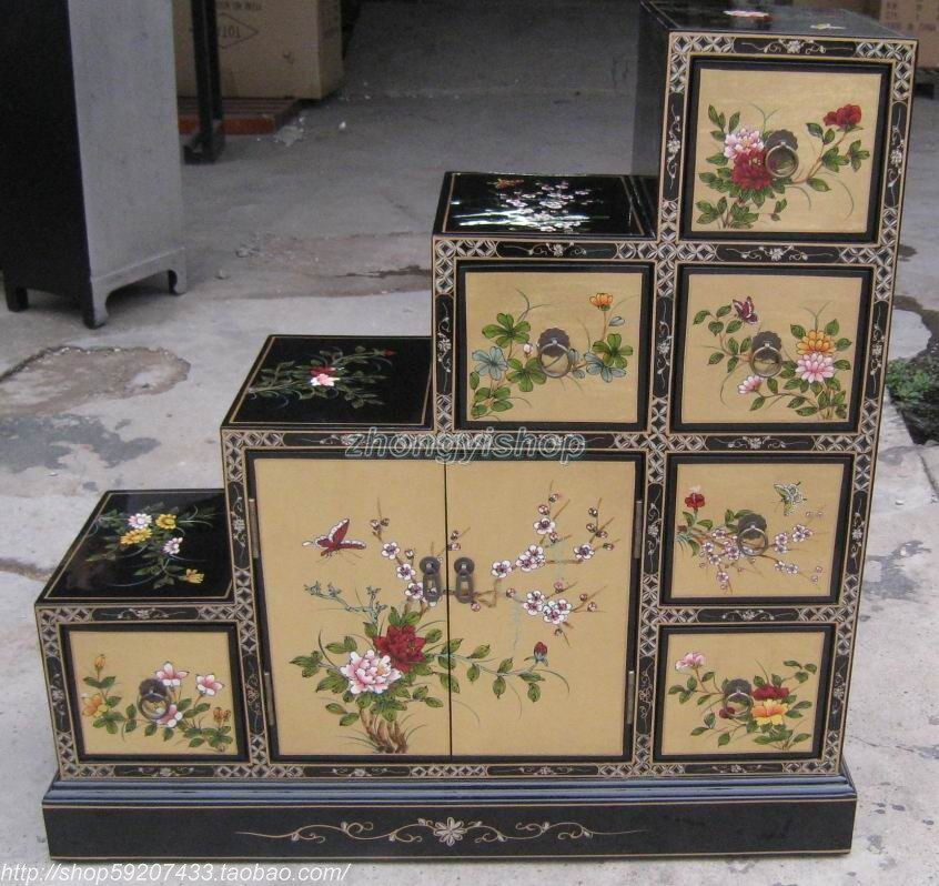 Traditional antique hand painted classical furniture staircase storage cabinet container cabinet staircase NL 72