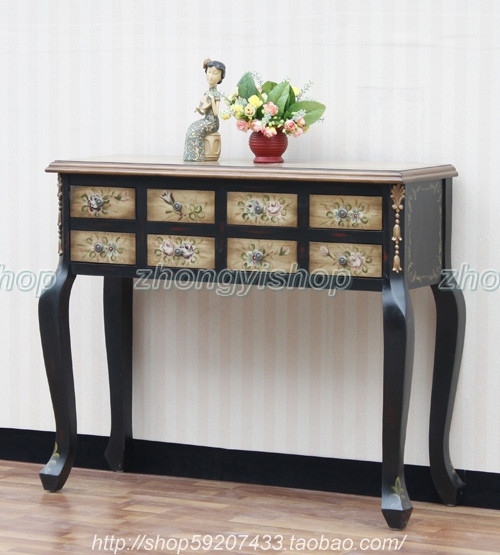 European-style hand-painted Jinbo furniture Eight Doutai porch cabinet display cabinet porch table desk