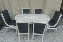 Modern fashion furniture silver foil table dining chair combination one table six chairs restaurant