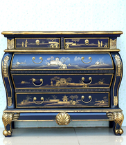 American village porch Cabinet sideboard European furniture pastoral hand-painted carved storage cabinet Cabinet bucket big belly cabinet