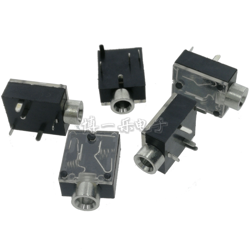 Audio headphone socket PJ-324 light hole 5 feet straight inserts 3 5MM mother seat glossy surface transparent cover mother seat