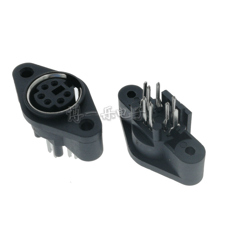 Mini S terminal MDC-6-09A six-core with ear female seat PS2 6P with screw hole DIN seat in-line