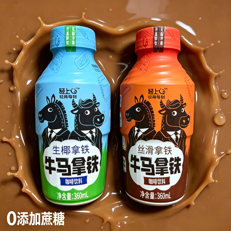 Lightly Flavored 360ml*18 Bottles of Raw Coconut Latte, Silky Latte Coffee, Cow and Horse Latte