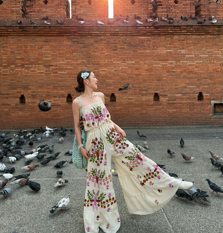 {Runaway Princess} Chiang Mai Hand-Embroidered Bohemian Style Southeast Asian Ethnic Style Seaside Vacation Fairy Jumpsuit