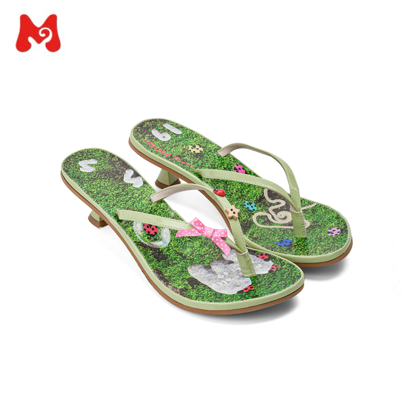Ponteallemoss19 Summer New Arrivals Moss Ladybug Print Low Heel Flip-Flops Thong Sandals Ponteallemoss19 Summer New Arrivals Moss Ladybug Print Low Heel Flip-Flops Thong Sandals