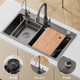 Jnacmoo Kitchen Sink Honeycomb Large Single Bowl Handmade Dishwashing Sink with Upper, Middle, and Lower Basins, Thickened Sus304 Stainless Steel