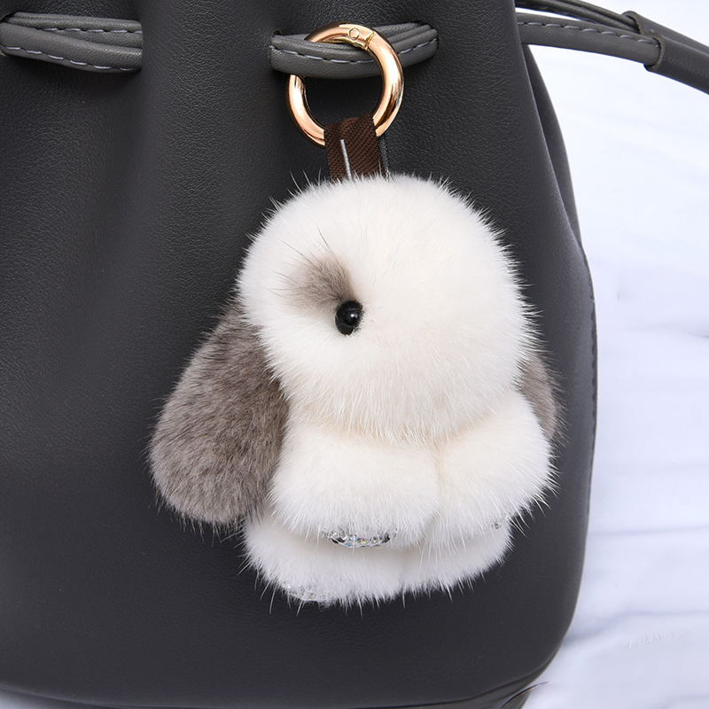 韓国のかわいいミンクウサギのぬいぐるみ、耳が垂れたウサギの人形、携帯電話ペンダント、ミニウサギペンダント
