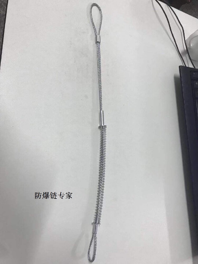 Double spring safety steel cable Pipeline explosion-proof chain Carbon steel steel cable Stainless steel steel rope Powerful merchants