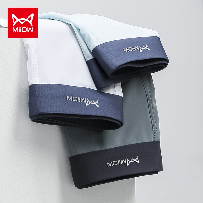 Cat person underpants men's four corners pants ice silk No marks breathable antibacterial crotch sachet Sport four-corner pants underpants Summer shorts